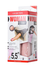 Женский страпон с вагинальной пробкой Woman Strap - 18 см. (Цвет: телесный)