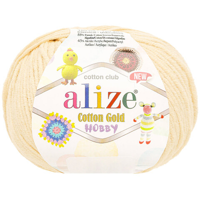 Пряжа Alize (Ализе) Cotton Gold Hobby New / уп.10 мот. по 50 г, 165 м, 67 молочно-бежевый