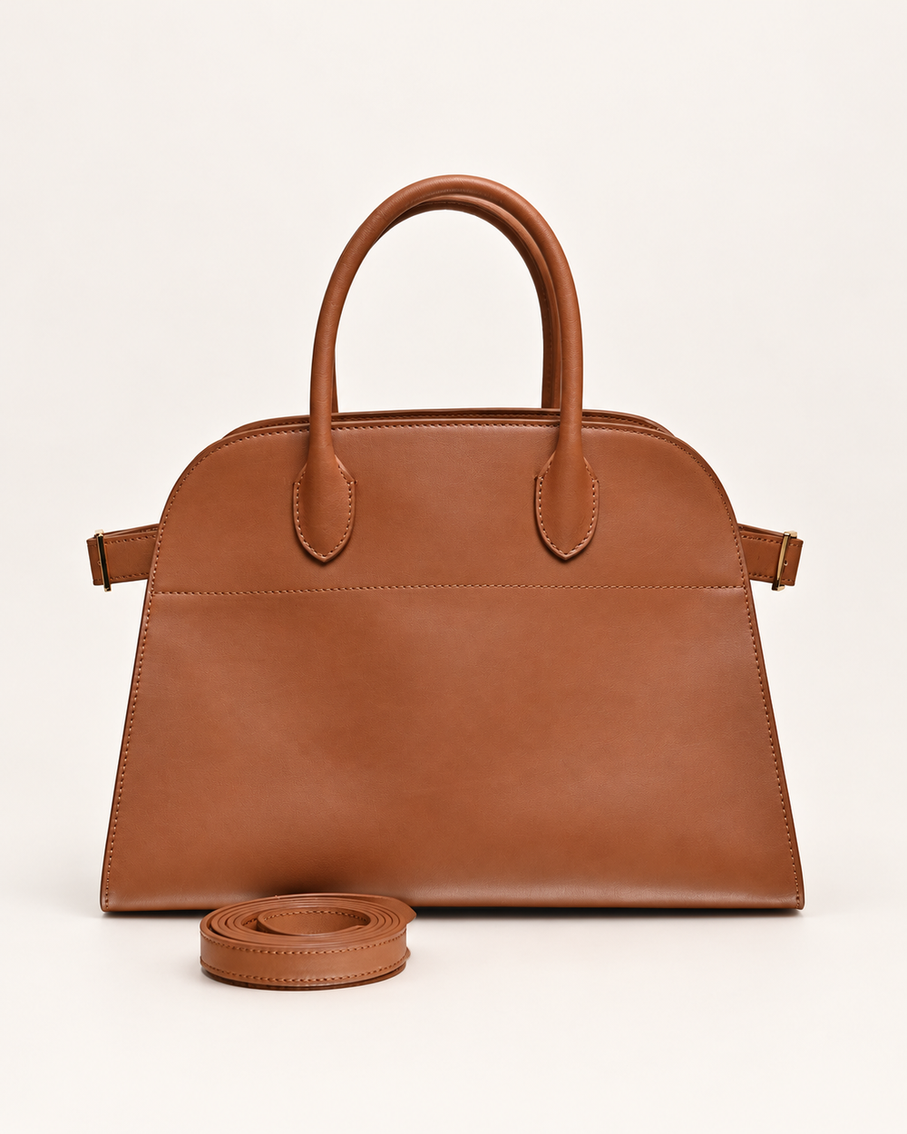 Женская сумка The Row Margaux 12 — коньячная, с гладкой фактурой