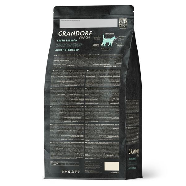 Сухой корм GRANDORF Fresh Cat STERILISED Salmon&Sweet Potato для стерилизованных кошек из свежего лосося с бататом