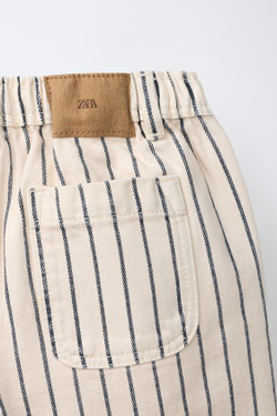 ZARA ДЖИНСЫ BAGGY В ПОЛОСКУ, СИНИЙ/БЕЛЫЙ