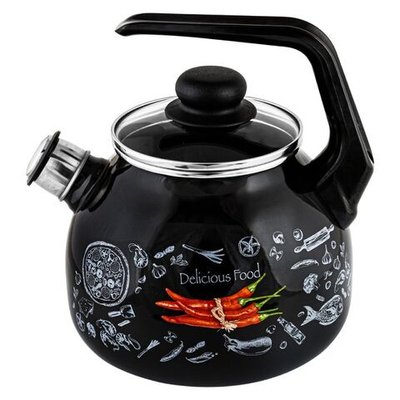 Чайник сталь, эмал, 3 л, свист, ручк пластик, Appetite, Chilli, чер, 4с209я