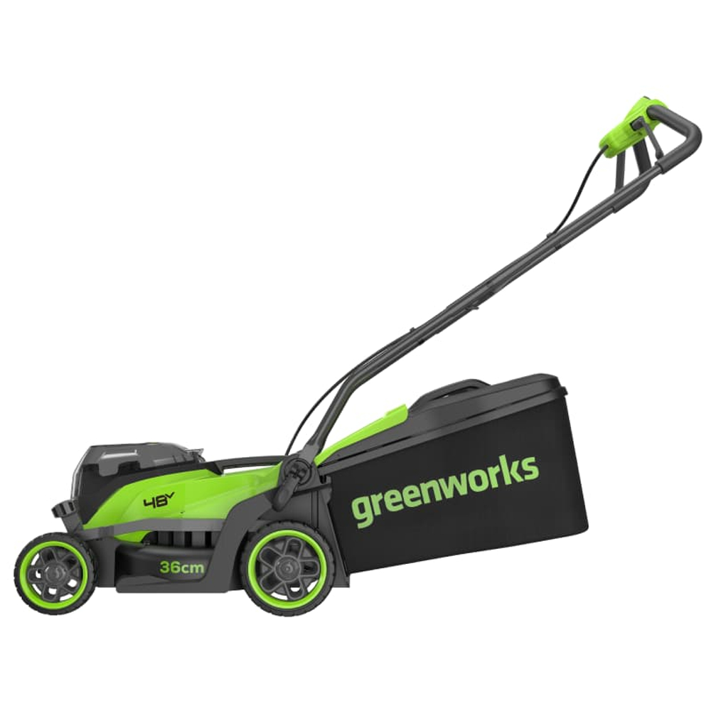 Газонокосилка аккумуляторная Greenworks GD24X2LM361, 2х24V, 36 см, бесщеточная, c 2хАКБ 4Ач и двойным ЗУ (2520707UD)