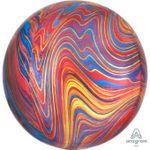 Шар 3D сфера, фольга, 15"/38 см, мрамор цветной (AN) (БГ-19)