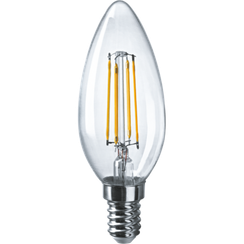 Лампа светодиодная Navigator C35F 220V Е14 6W 4000K Filament свеча 28761