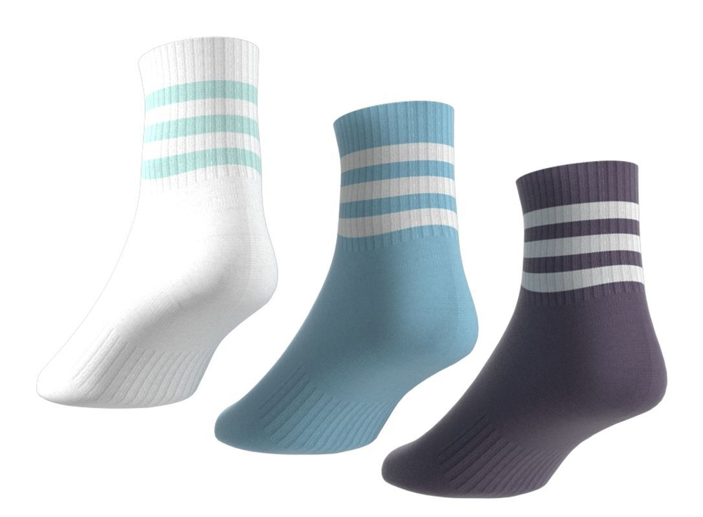 Теннисные носки Adidas 3-Stripes Cushioned Sportwear Mid-Cut Socks 3P - разноцветный