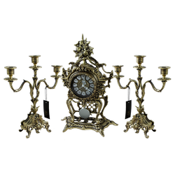 Bello De Bronze Каминные часы с маятником с канделябрами "Лето", "антик"