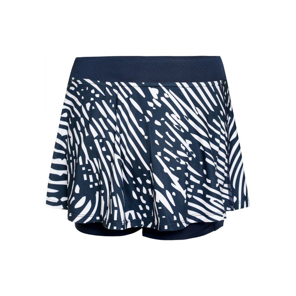 Женская теннисная юбка BIDI BADU Fingerprint Printed Wavy Skirt Women - Dark Blue, White