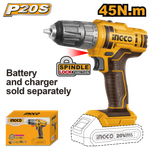Аккумуляторный шуруповерт INGCO CDLI200515 20 В 45 Нм 15+1