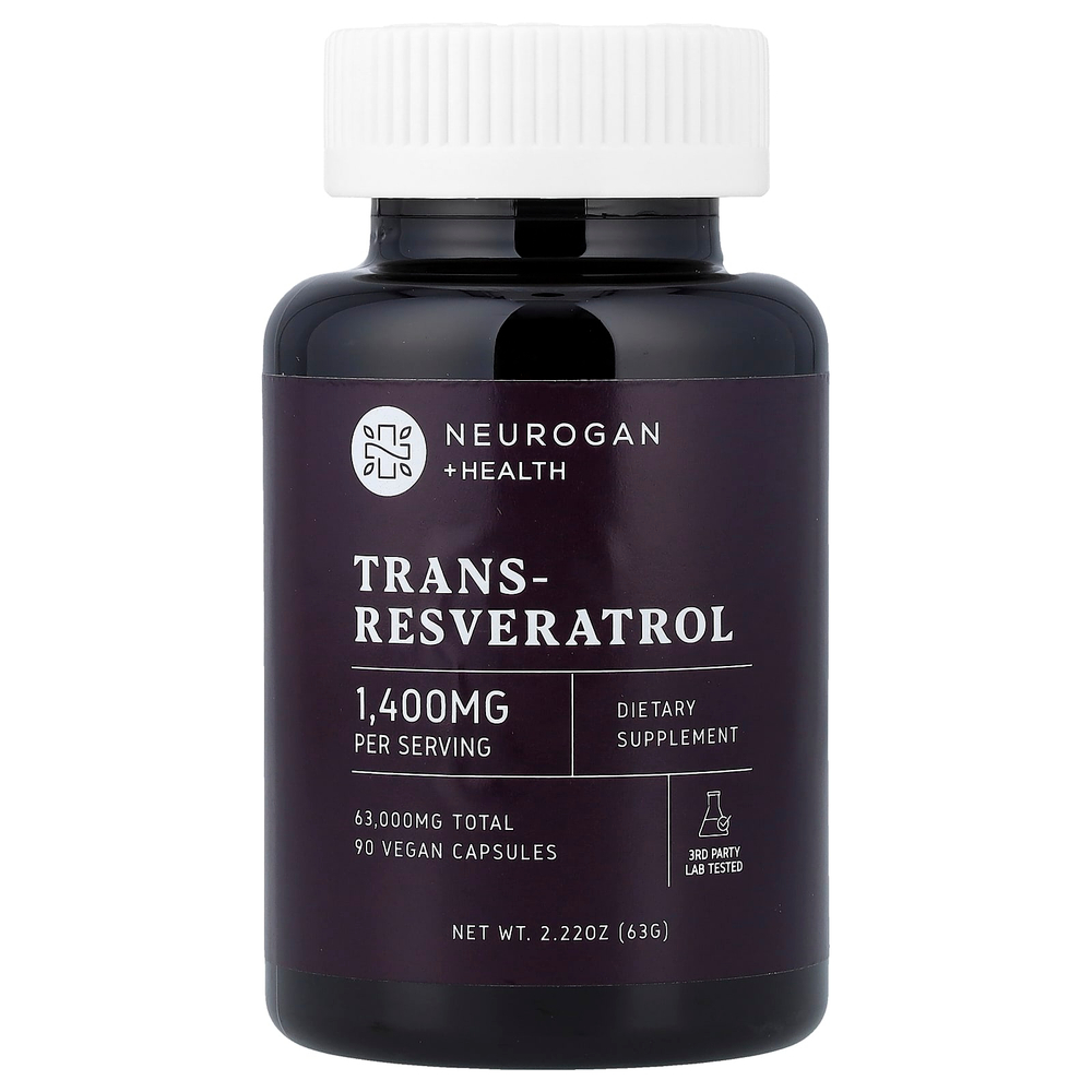Neurogan Health, транс-ресвератрол, 90 веганских капсул (700 мг в 1 капсуле)