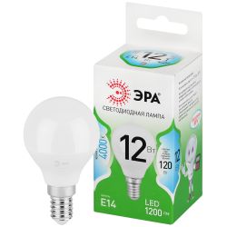 Лампа светодиодная ЭРА GREEN LINE LED P45-12W-840-E14 GL 12Вт шар яркий белый свет E14 | Лампы cветодиодные Шар (G/P)
