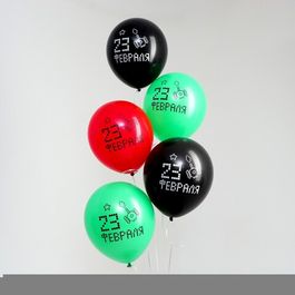 Шар воздушный 12"/30см "«23 Февраля», пиксели, 5 шт.