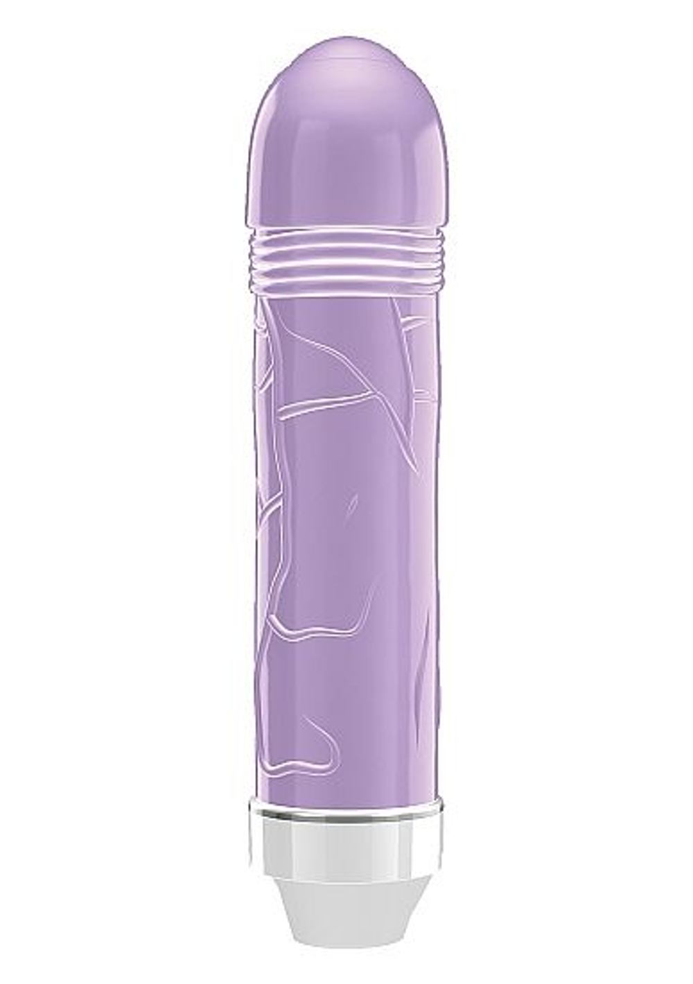 Фиолетовый вибратор Lenore с тонкими венками - 14,5 см. (Цвет: фиолетовый)