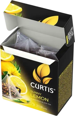 Curtis Sunny Lemon, чай чёрный ароматизированный в пирамидках, 20 × 1,7г. Кёртис