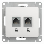 GLOSSA РОЗЕТКА двойная компьютерная RJ45+RJ45 кат. 5e, механизм, БЕЛЫЙ