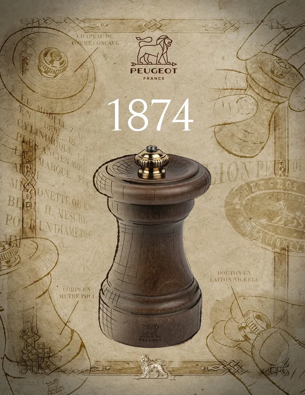 Peugeot Антикварная мельница для перца Bistro 1874 12 см EAN 4006950044879