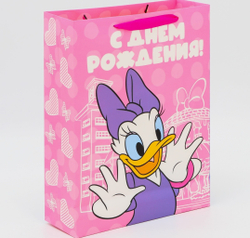 Пакет подарочный "С Днем рождения!", Минни Маус, 31х40х11,5 см