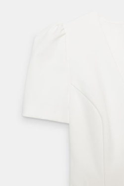 ZARA МИНИ-ПЛАТЬЕ С БАНТОМ, БЕЛЫЙ