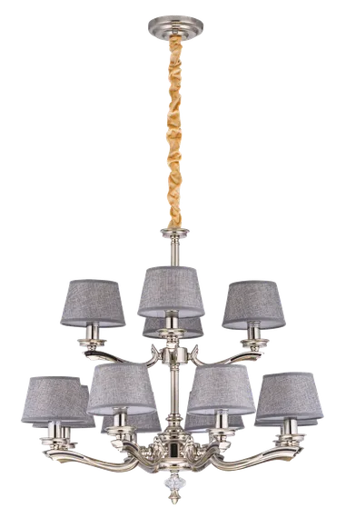 Люстра подвесная NewRgy 5288R/8+4 SN, 12×40 Вт, никелевая и сатиновая