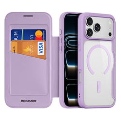 Чехол книжка фиолетового цвета (Purple Pink) с поддержкой MagSafe от Dux Ducis для iPhone 17 Pro, серия Skin X Pro Series Case