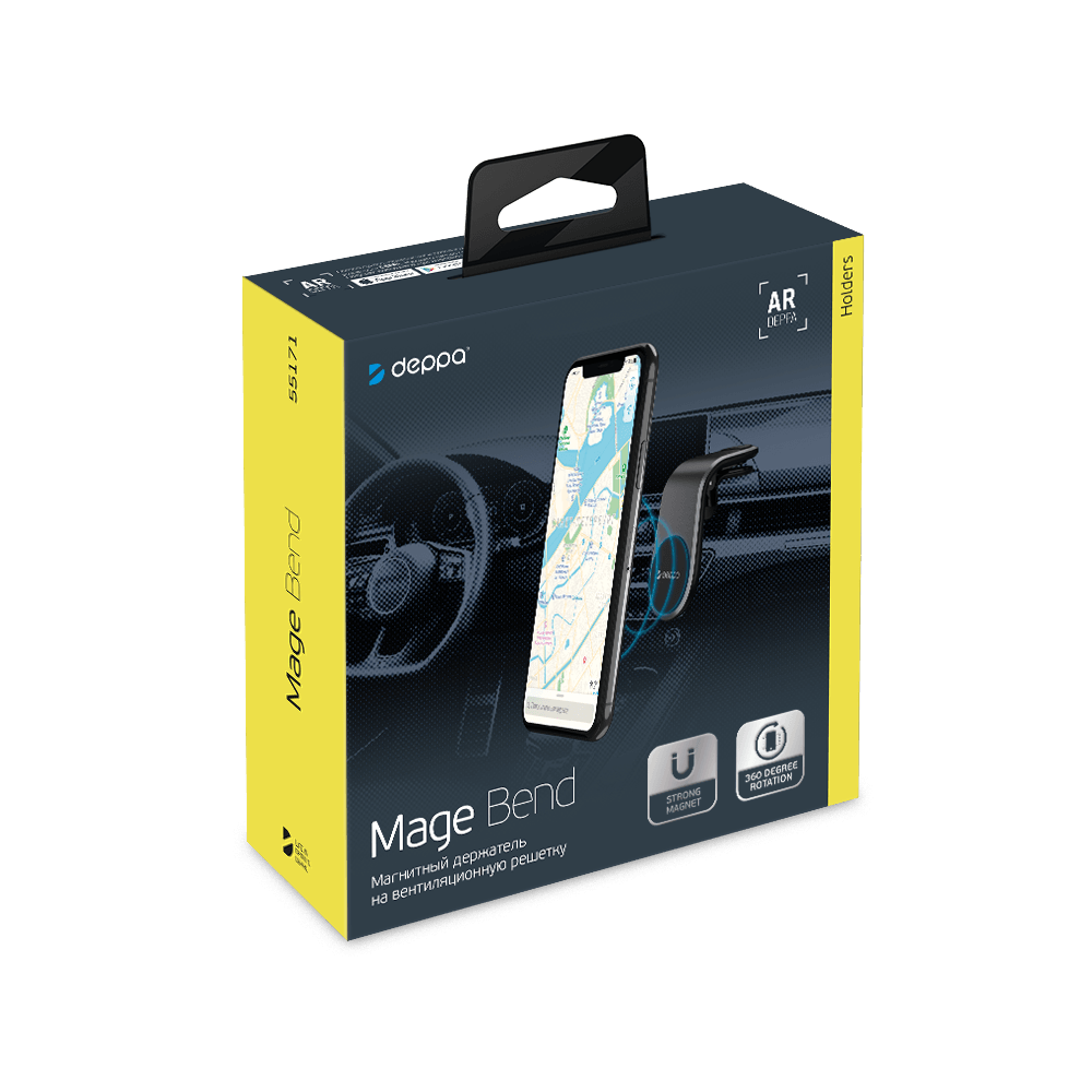Автомобильный держатель Deppa Mage Bend, на приборную панель, Black (Черный)