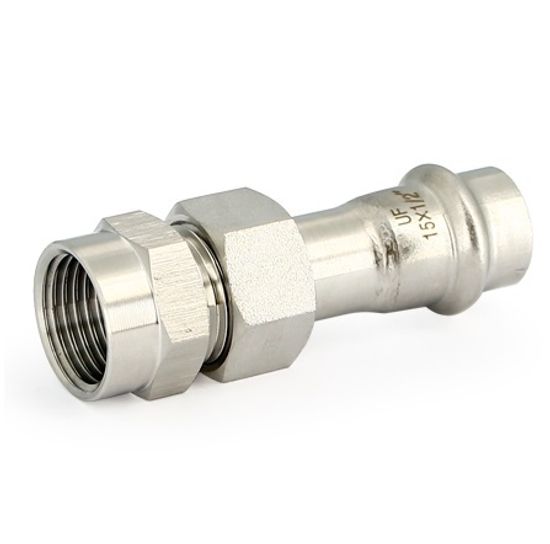 Муфта пресс Uni-Fitt 28 x 3/4" ВР с разъёмным соединением и плоской прокладкой нерж.сталь 786S4300