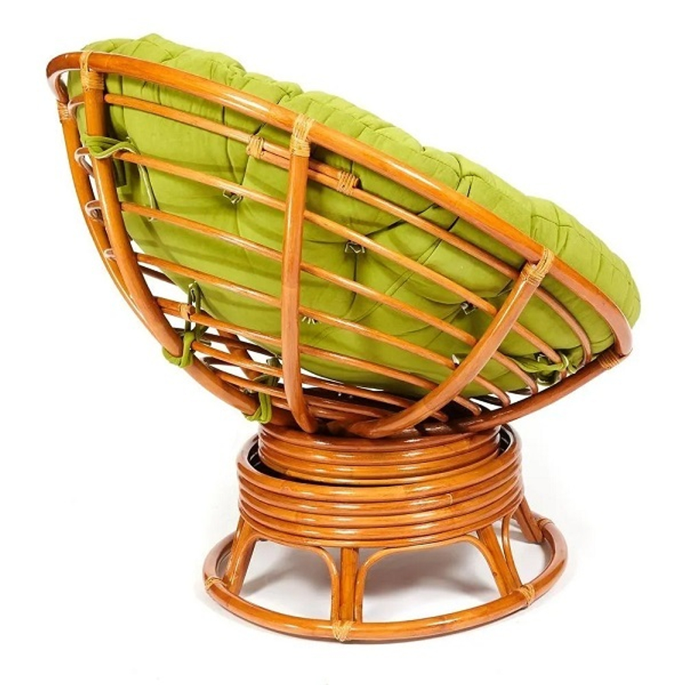Кресло-качалка PAPASAN/ПАПАСАН /с подушкой/ 115х78х104 см, Cognac (коньяк), флок Олива, 23