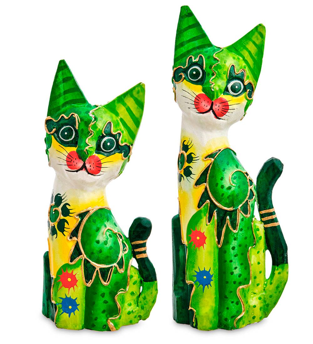 99-226 Фигурка «Кошка» н-р из двух 30, 20 см (албезия, о.Бали)