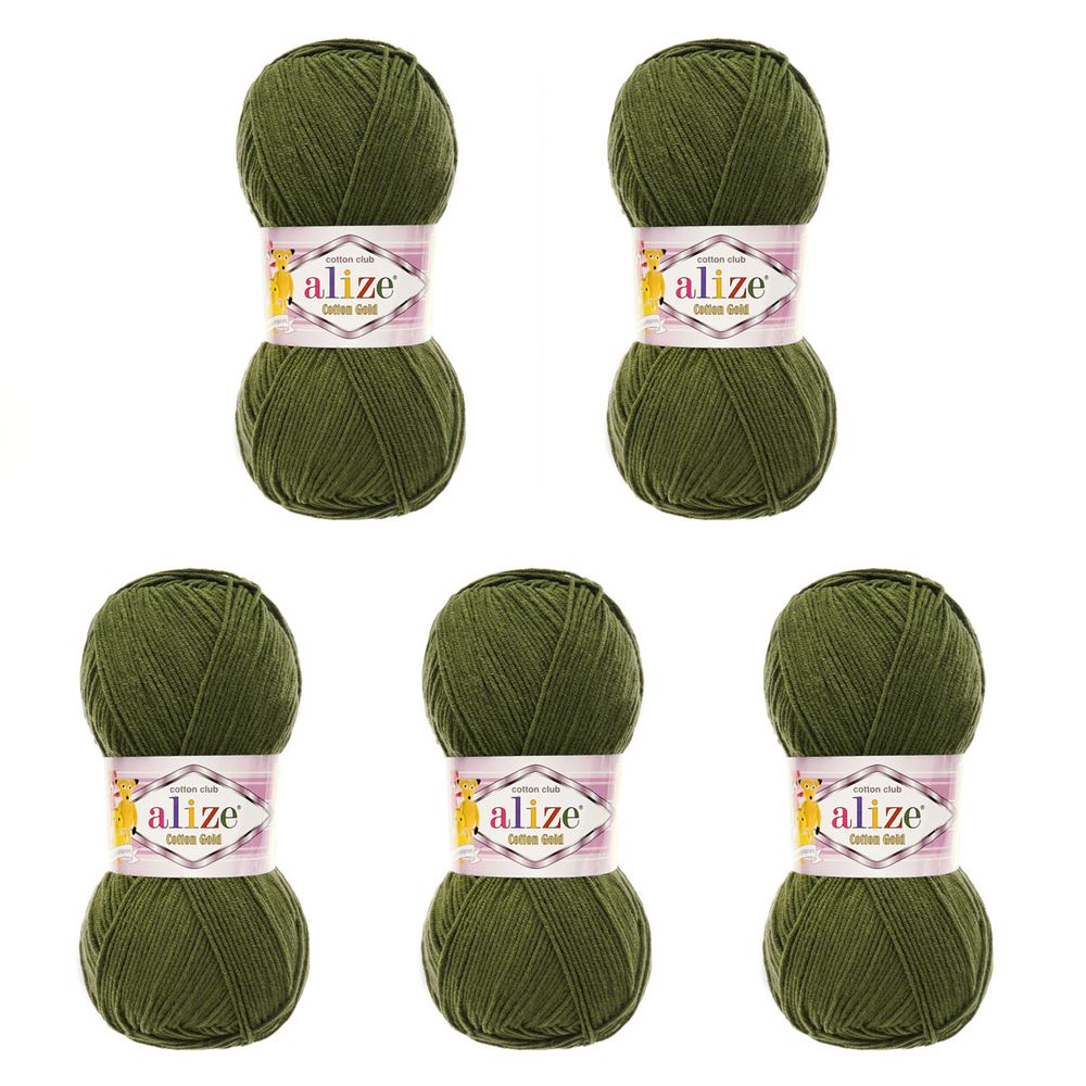 Пряжа Alize (Ализе) Cotton Gold / уп.5 мот. по 100 г, 330м, 029 хаки А