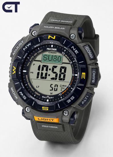 CASIO PRG-340-3DR PRO TREK мужские наручные часы — зелёная PRO TREK с Triple Sensor, солнечным питанием и Duplex LCD