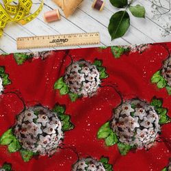 Ткань оксфорд 210 белые цветы шаровой формы