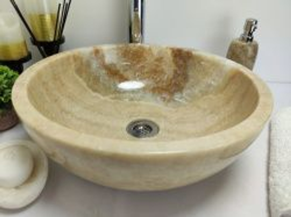 Раковина из оникса Bowl Yellow BO-60331 40x40x15 из натурального камня