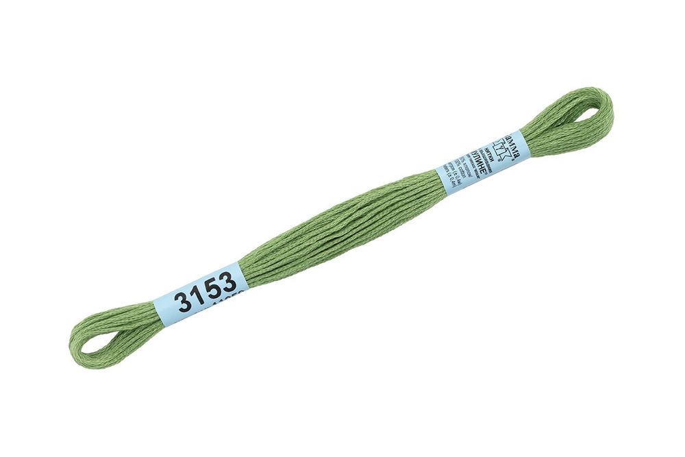 Мулине Gamma 100% хлопок, цв.3153 св.зеленый, 24 мотка по 8 метров