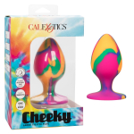 Яркая анальная пробка Cheeky Large Tie-Dye Plug - 9 см. (Цвет: разноцветный)