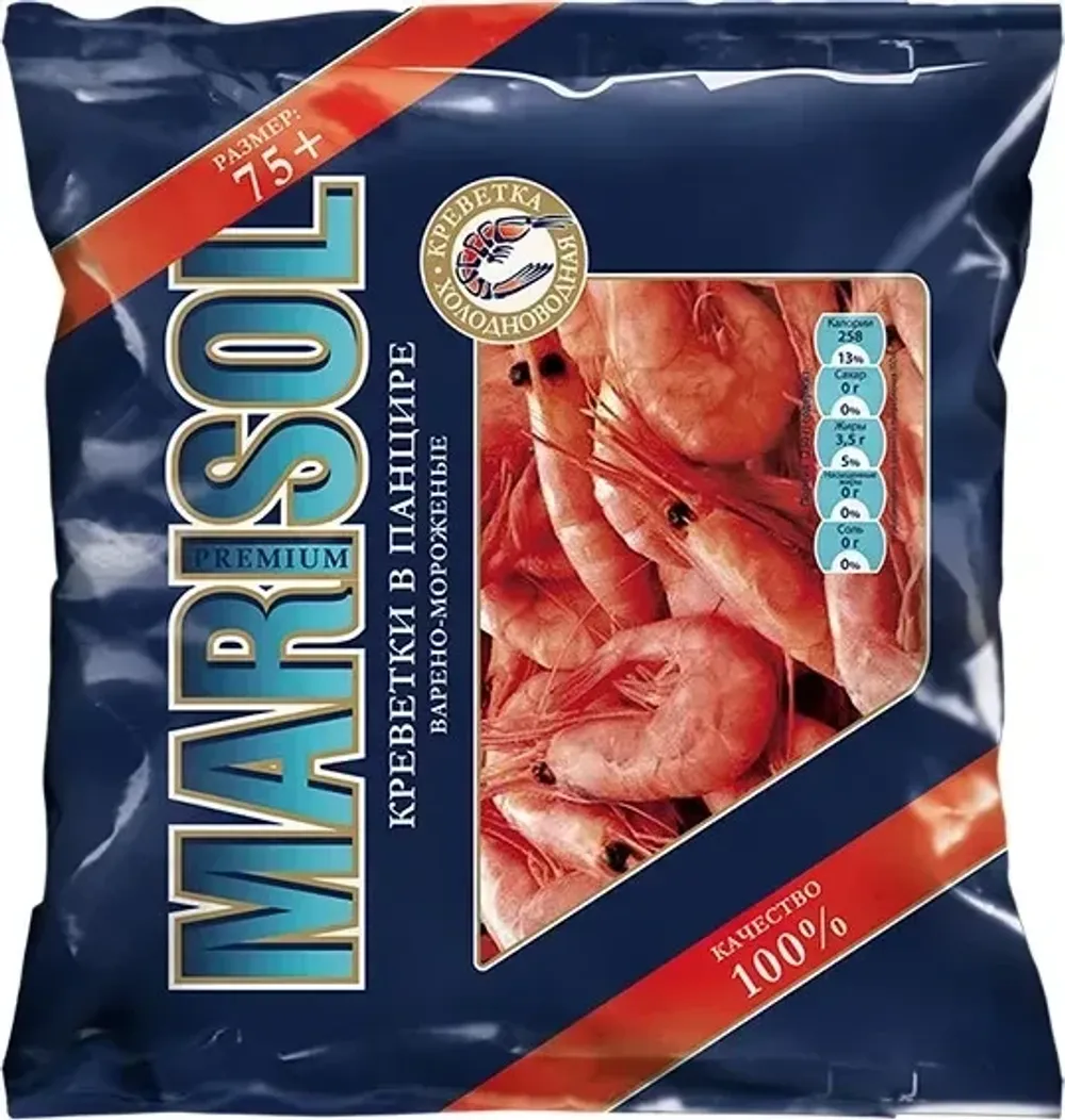 Креветки в/м Марисоль 75+ MSR, 10*450г Атон