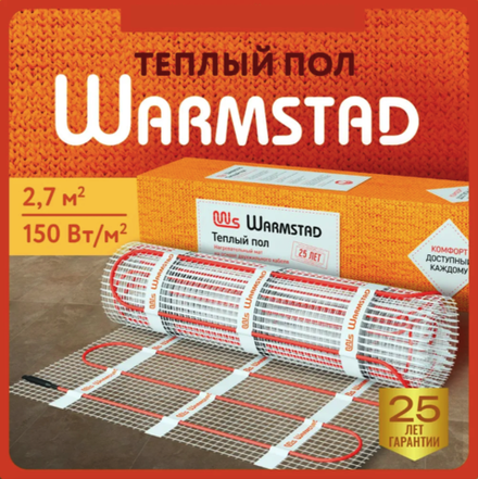 WSM. ТЕПЛЫЙ ПОЛ WARMSTAD 400 Вт - 2,70 кв.м | Нагревательный мат для теплого пола