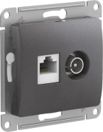 GLOSSA РОЗЕТКА двойная ТВ + компьютерная RJ45 кат. 5e, механизм, ГРАФИТ