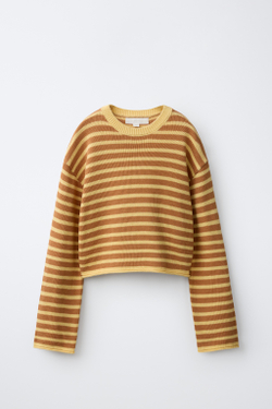 ZARA СВИТЕР В ПОЛОСКУ, ЖЕЛТЫЙ