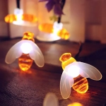 Гирлянда для улицы «Пчёлка» 3м, 20 ламп LED чёрный провод, 2 реж, IP-55, Теплый белый (солнечная батарея).