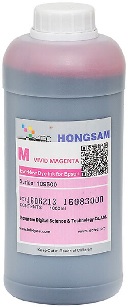 Чернила DCTec — HONGSAM водорастворимые для Epson серия: 109500 - Magenta (Пурпурный) 1000 мл. Чернила DCTec — HONGSAM водорастворимые для Epson серия: 109500 - Magenta (Пурпурный) 1000 мл.
