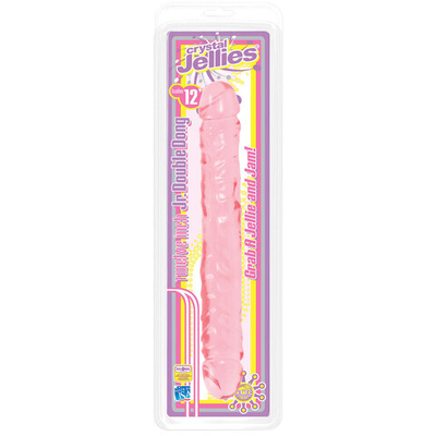 Двухсторонний гелевый фаллоимитатор Crystal Jellies 12 Jr. Double Dong - 30,5 см. (Цвет: розовый)