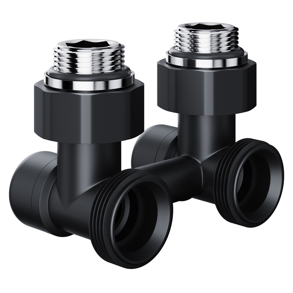 Узел нижнего подключения Royal Thermo Design угловой 1/2quot;х3/4quot; EK (черный)