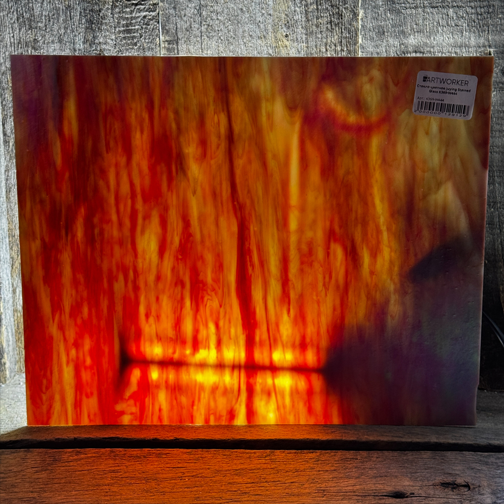 Стекло оранжевое с иризацией Juying Stained Glass K369-W444 более 150 цветов в наличии