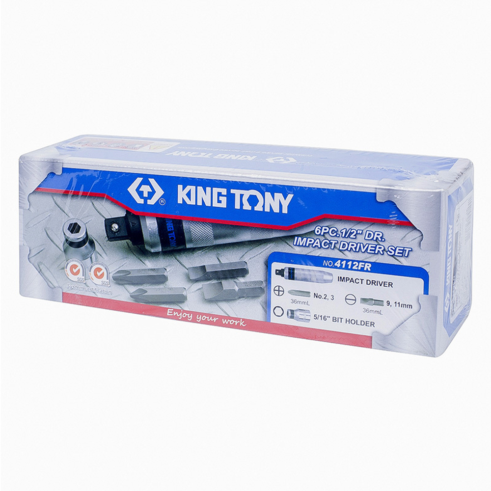 Ударная отвертка 1/2" с принадлежностями, 6 предметов KING TONY 4112FR