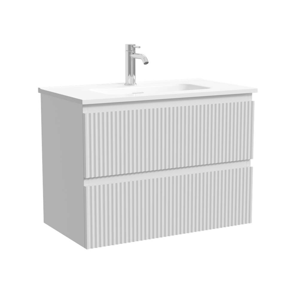 Тумба подвесная SANCOS Сноб Р (Snob R) 690х390х500, c двумя ящиками оснащенными доводчиками, Белый матовый (Bianco), арт.SNR70/39W