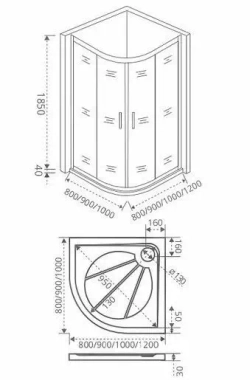 Душевой уголок Bas Infinity Rad-80-G-CH 80*80*185 без поддона