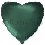 Фольгированная фигура, сердце, 18"/46СМ Сатин Dark Green
