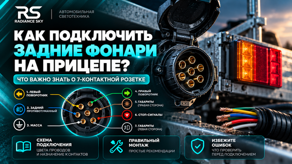 Как подключить задние фонари на прицепе: схема 7-контактной розетки и распиновка проводов Как подключить задние фонари на прицепе: схема 7-контактной розетки и распиновка проводов