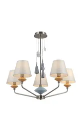 Люстра потолочная NewRgy 15971STD/5 SN, 5×40 Вт, никелевая и сатиновая