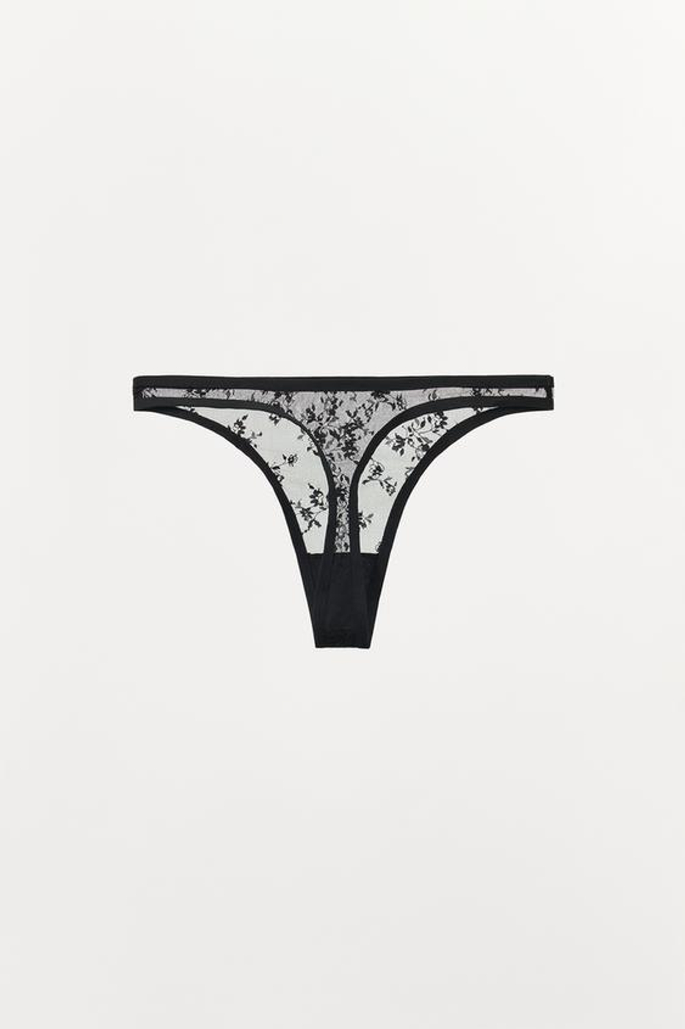 ZARA ТРУСЫ ТАНГА ИЗ КРУЖЕВА, ЧЕРНЫЙ